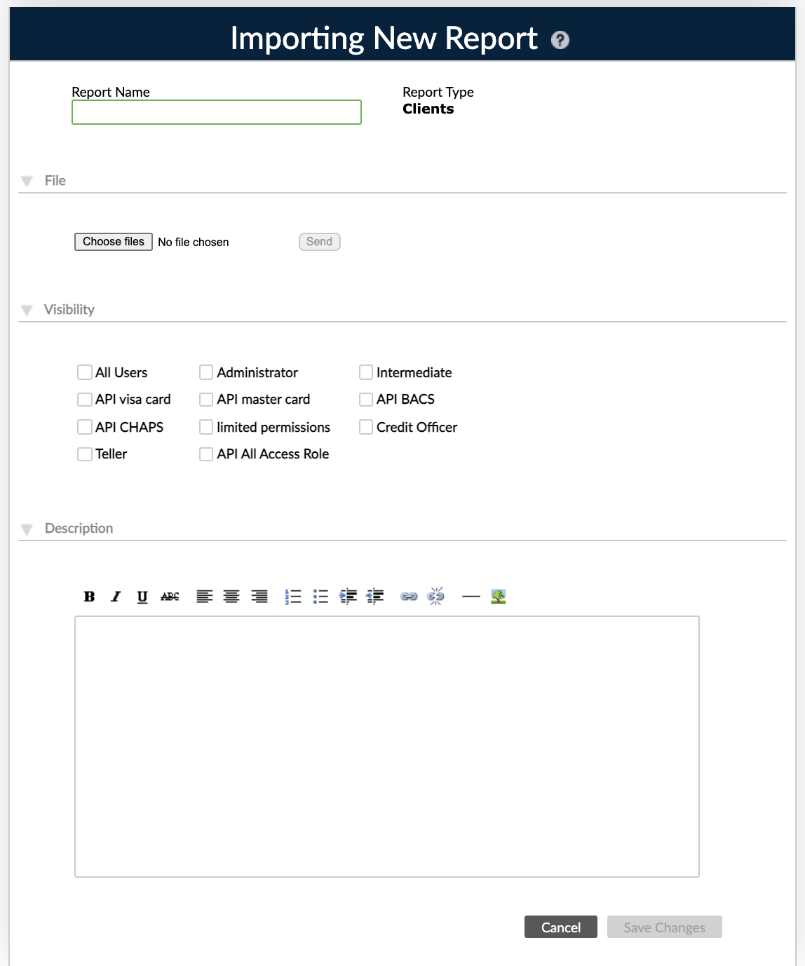 Importing New Report dialog to import a Jasper report